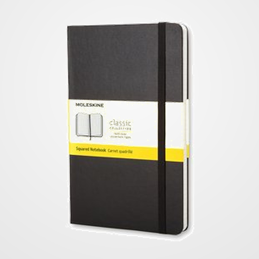 CUADERNO MOLESKINE CLASICO TAPA DURA 13x21 240h 70gr. CUADRICULADA con GOMA NEGRA