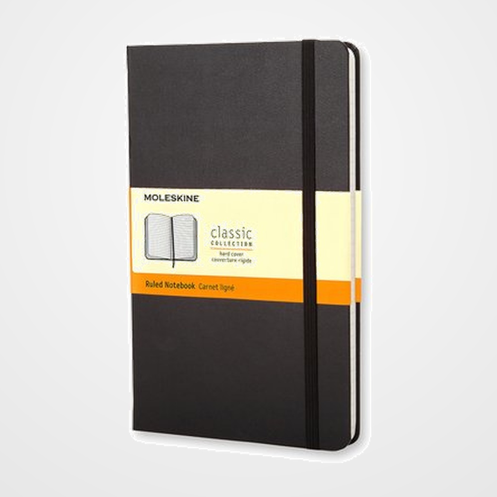 CUADERNO MOLESKINE CLASICO TAPA DURA 13x21 240h 70gr. HORIZONTAL con GOMA NEGRA