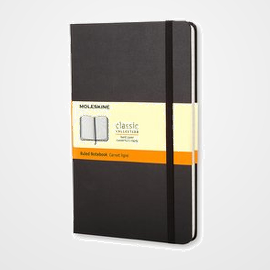 CUADERNO MOLESKINE CLASICO TAPA DURA 9x14 192h 70gr. HORIZONTAL con GOMA NEGRA