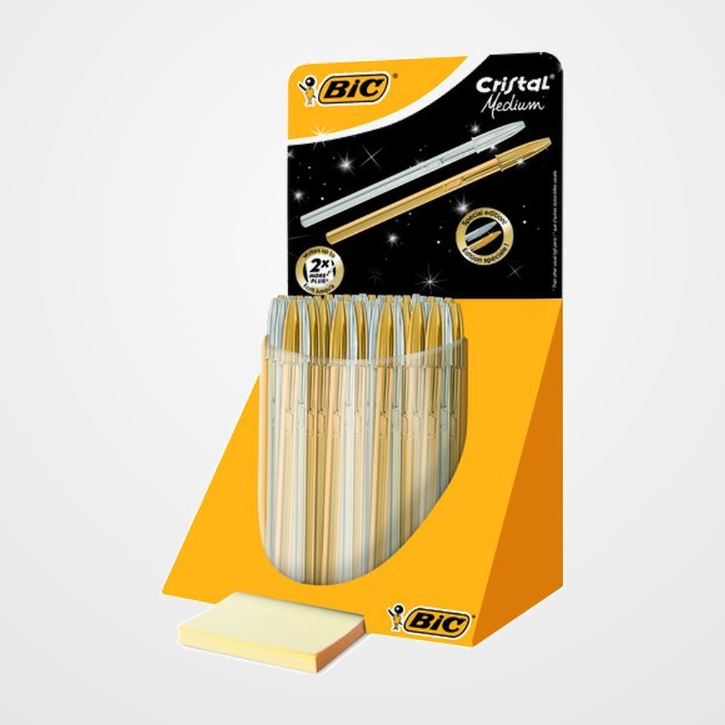 BOLIGRAFO BIC CRISTAL ORO y PLATA CELEBRATE EXPOSITOR de 40