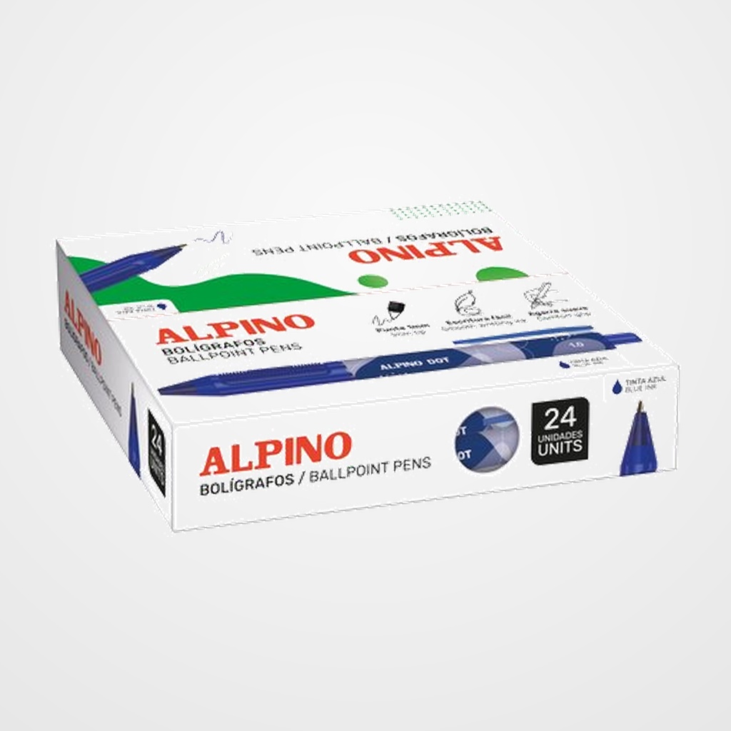 BOLIGRAFO ALPINO DOT UNICOLOR 1mm  AZUL CAJA de 24
