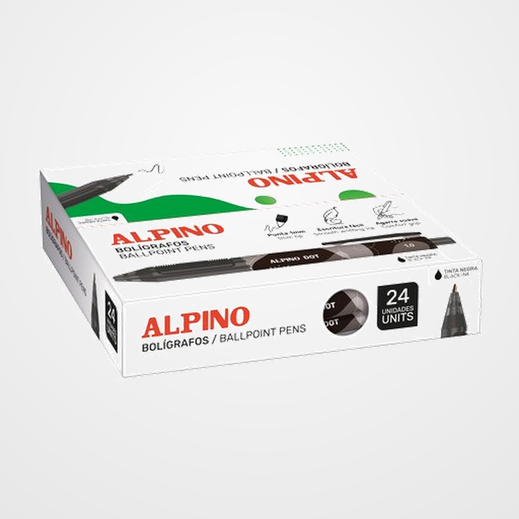 BOLIGRAFO ALPINO DOT UNICOLOR 1mm  NEGRO CAJA de 24