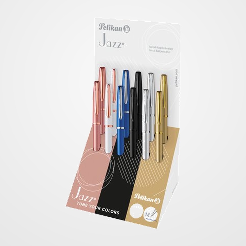 BOLIGRAFO PELIKAN JAZZ NOBLE ELEGANCE COLLECTION SURTIDO EXPOSITOR de 12 (605984KIT)