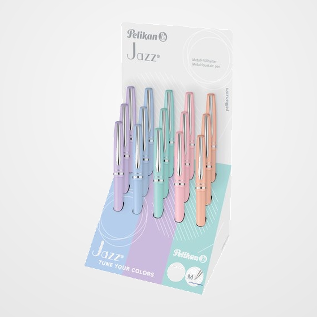 BOLIGRAFO PELIKAN JAZZ PASTEL SURTIDO EXPOSITOR DE 15 (607766)