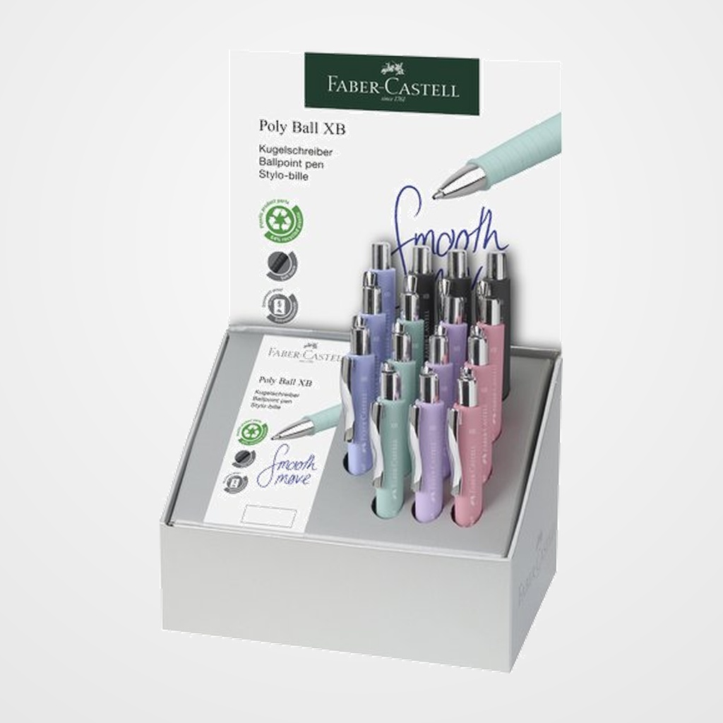 BOLIGRAFO FABER-CASTELL POLY BALL XB EXPOSITOR de 15 + 20 RECAMBIOS