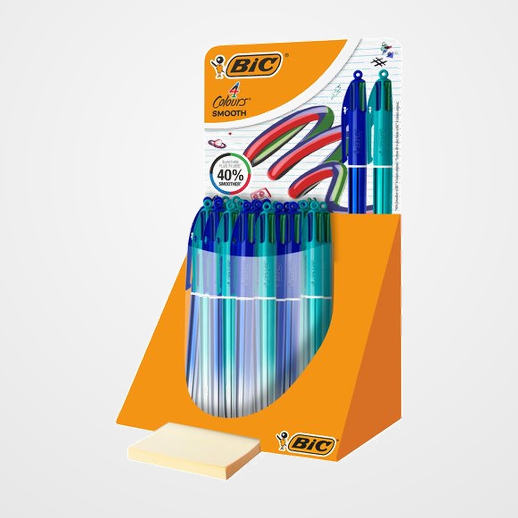 BOLIGRAFO de 4 COLORES BIC SMOOTH GRADIENT EXPOSITOR de 30