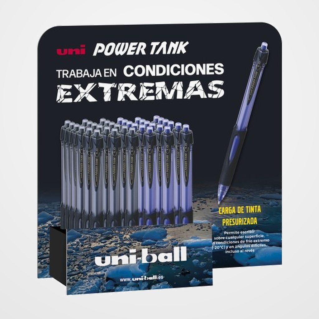 ROLLER GEL RT. UNI-BALL POWER TANK 1,0 (SN-220)  EXPOSITOR de 36 18x SN-220 NEGRO 18x SN-220 AZUL
