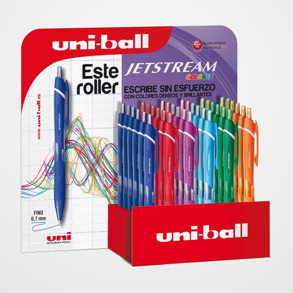 ROLLER GEL RT. UNI-BALL JETSTREAM SPORT COLORES 0,7 (SXN-150C)  EXPOSITOR de 36 6x SXN150C300 AZUL 4x SXN150C320 AZUL CLARO 6x SXN150C400 ROJO 4x SXN150C500 VERDE 4x SXN150C520 VERDE CLARO 4x SXN150C600 ROSA 4x SXN150C700 NARANJA 4x SXN150C800 VIOLETA