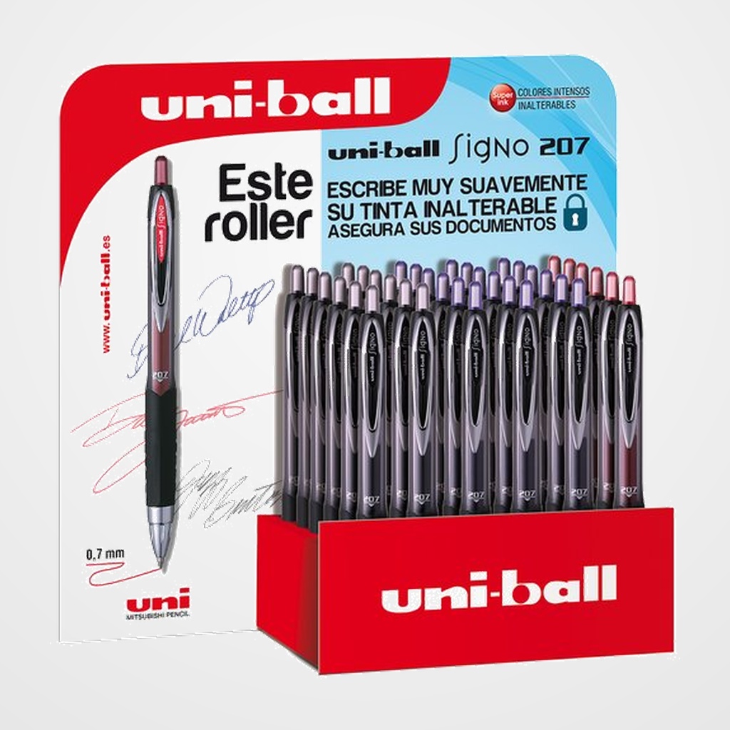 ROLLER GEL RT. UNI-BALL SIGNO 207 MICRO 0,5 (UMN-207 MICRO) EXPOSITOR DE 36