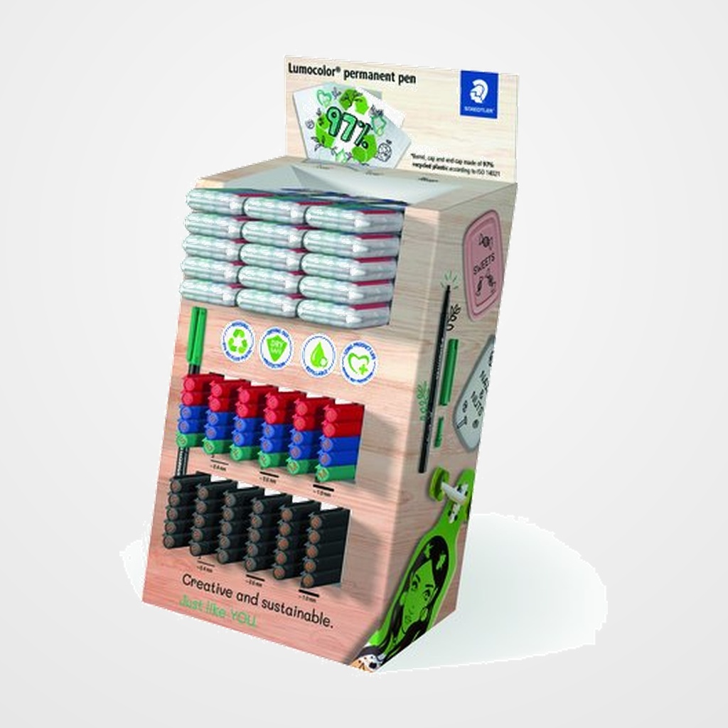 ROTULADOR PERMANENTE STAEDTLER LUMOCOLOR 313, 317 Y 318 EXPOSITOR DE 120