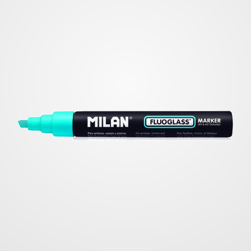 MARCADOR PIZARRA CRISTAL MILAN FLUOGLASS BISELADO  AZUL