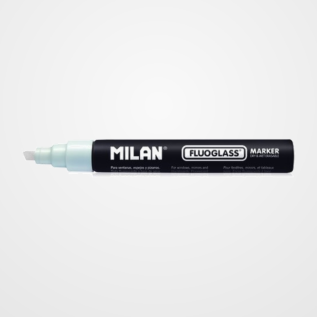 MARCADOR PIZARRA CRISTAL MILAN FLUOGLASS BISELADO  BLANCO
