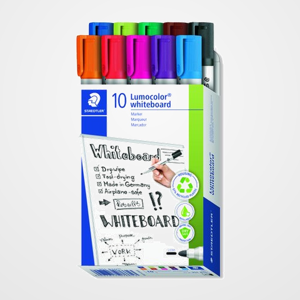 MARCADOR PIZARRA STAEDTLER 351 LUMOCOLOR CONICO  SURTIDO CAJA de 10
