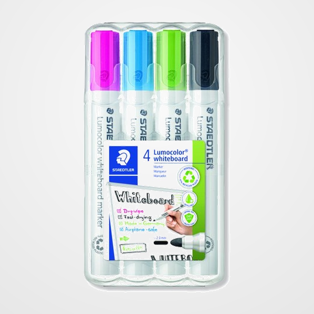 MARCADOR PIZARRA STAEDTLER 351 LUMOCOLOR CONICO  SURTIDO CAJA de 4