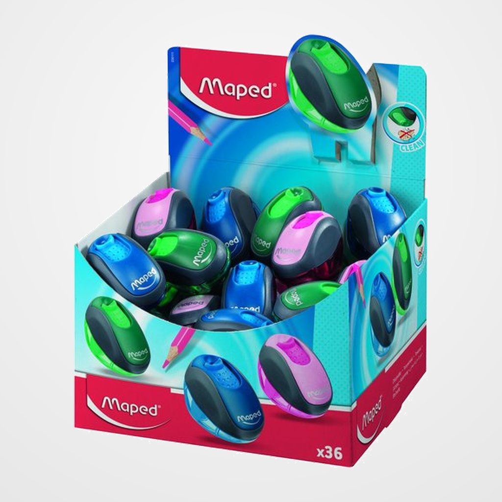 AFILALAPIZ MAPED CLEAN 1 ORIFICIO COLORES SURTIDO EXPOSITOR DE 36 UNIDADES
