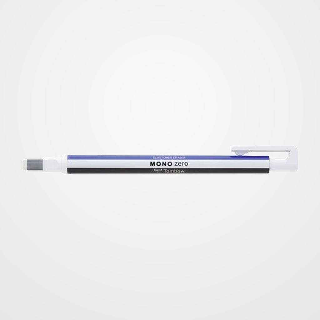 PORTAGOMAS TOMBOW MONO ZERO PUNTA RECTANGULAR 2,5x5 mm. CUERPO BLANCO/AZUL/NEGRO