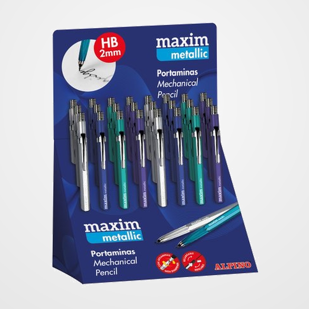 PORTAMINAS ALPINO MAXIM METALLIC 2,0 mm EXPOSITOR de 24
