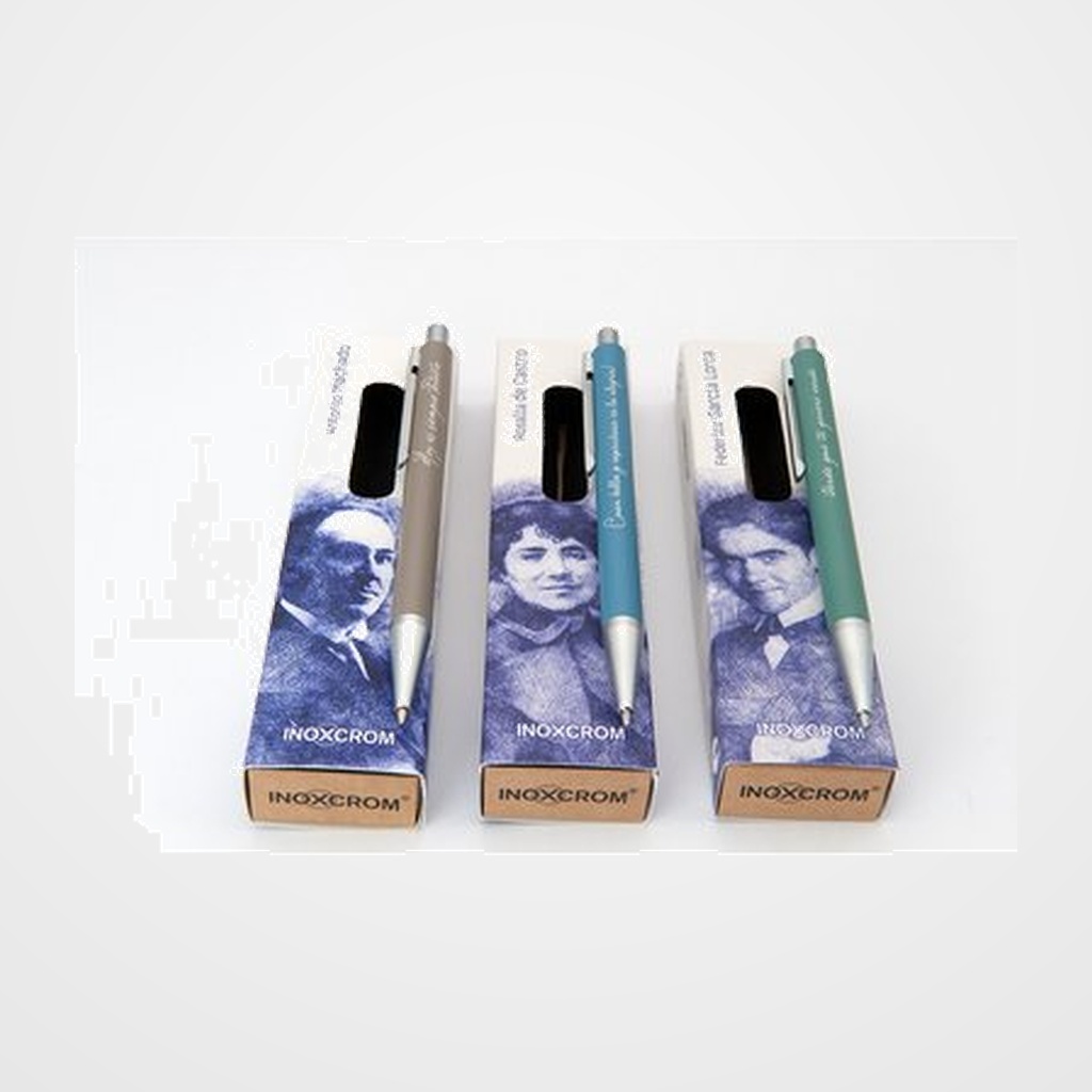 BOLIGRAFO INOXCROM BOOKS POETAS EXPOSITOR DE 12 (Antonio Machado, Rosalía de Castro y Federico García Lorca)