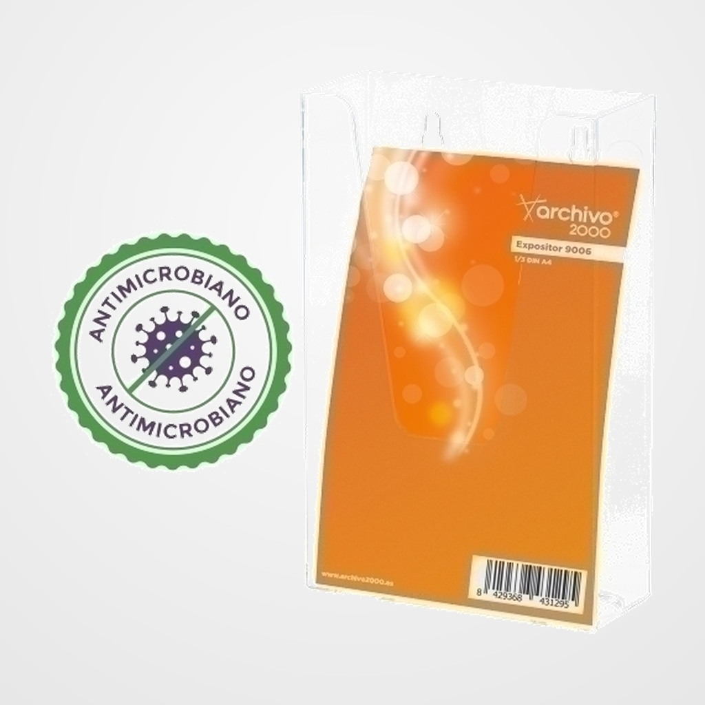EXPOSITOR MURAL ARCHIVO 2000 PREMIUM ANTIMICROBIANO SANITIZED 1/3 DE A4 VERTICAL CRISTAL