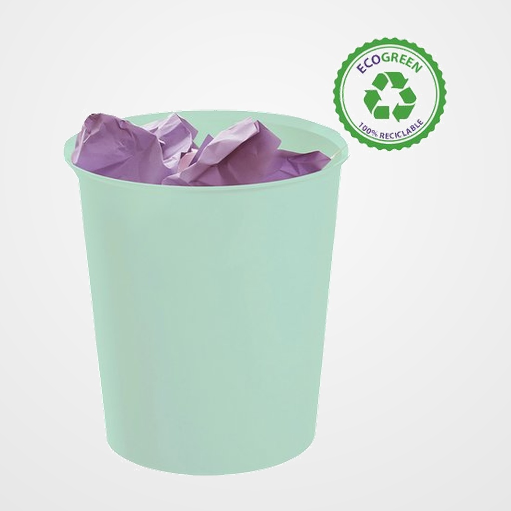 PAPELERA PLASTICO CERRADA A.2000 18 LITROS VERDE PASTEL