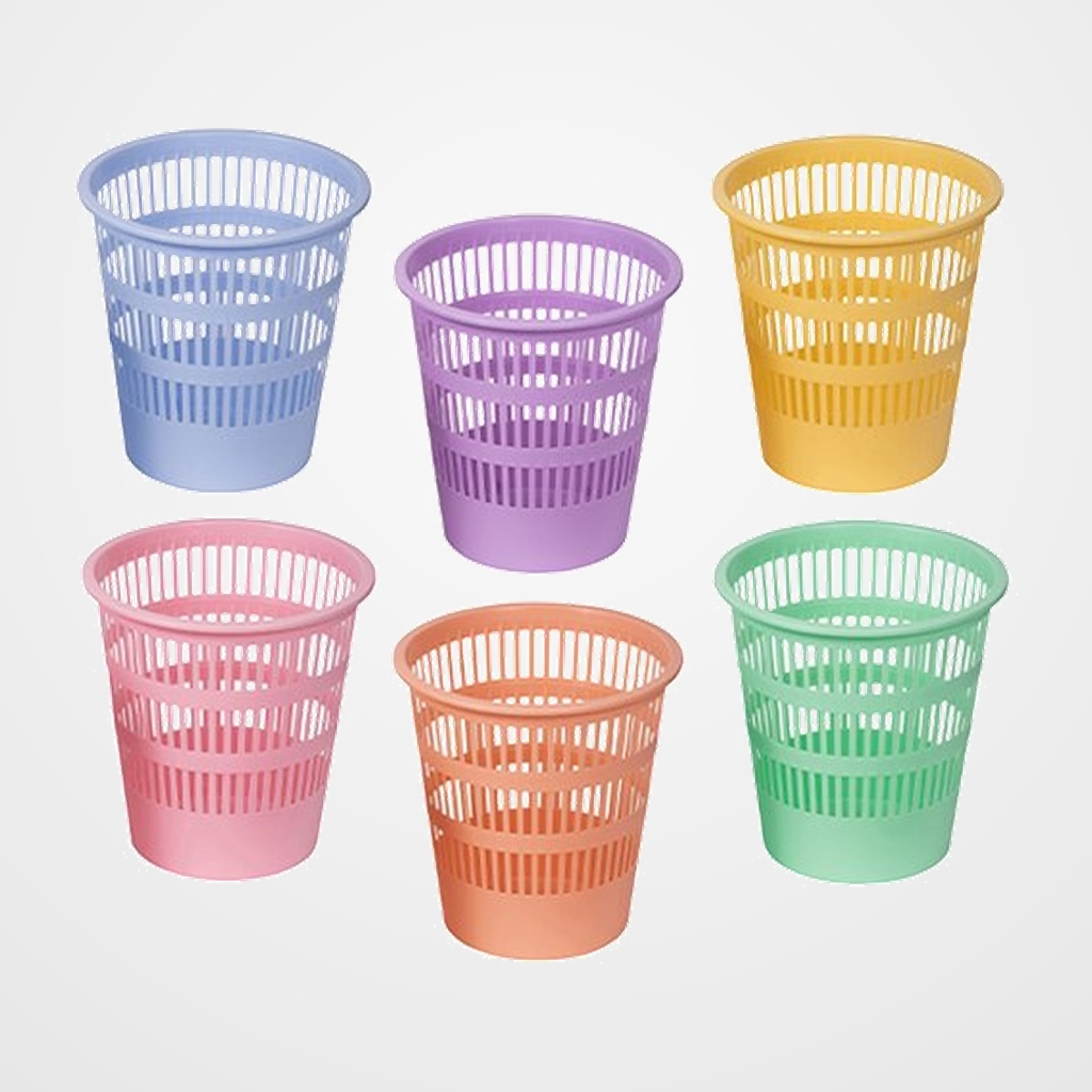 PAPELERA PLASTICO REJILLA FAIBO 12 L PACK de 9 SURTIDO PASTEL