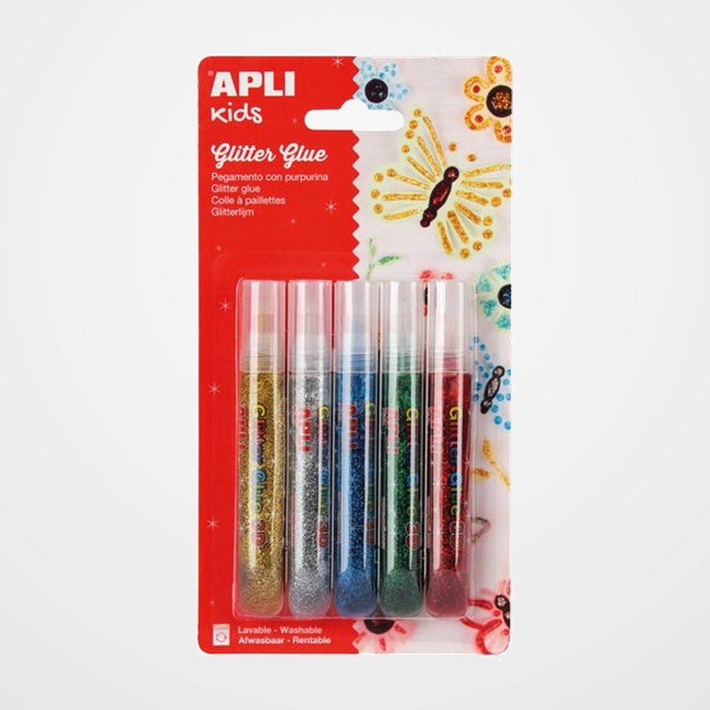 COLA GLITTER GLUE APLI LAPIZ METALIZADO 5x13ml
