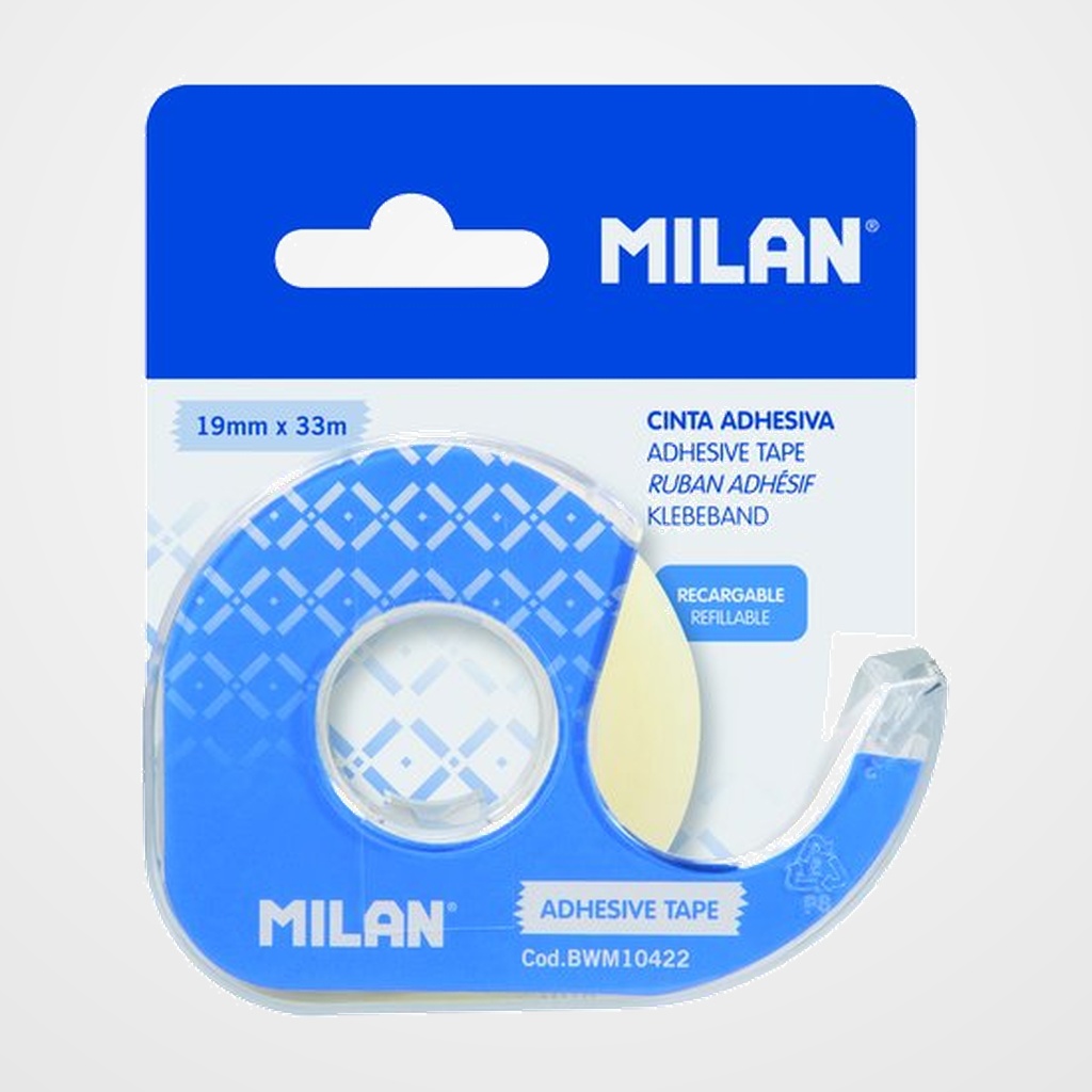 CINTA ADHESIVA MILAN rollo 33x19 con DISPENSADOR