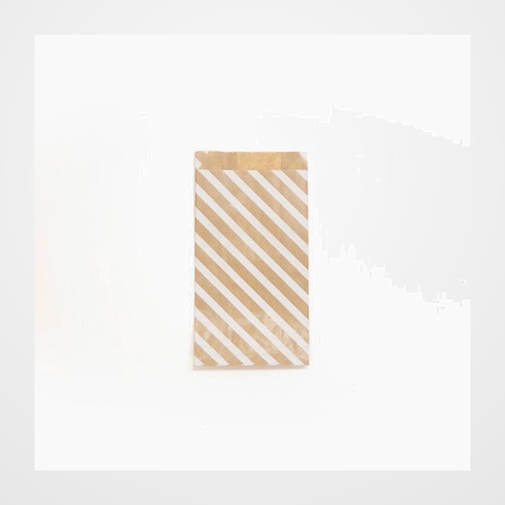 BOLSA de PAPEL CLAIREFONTAINE KRAFT DECORADO S/ASAS 12x24x4,5 cm RAYAS BLANCAS PACK DE 50