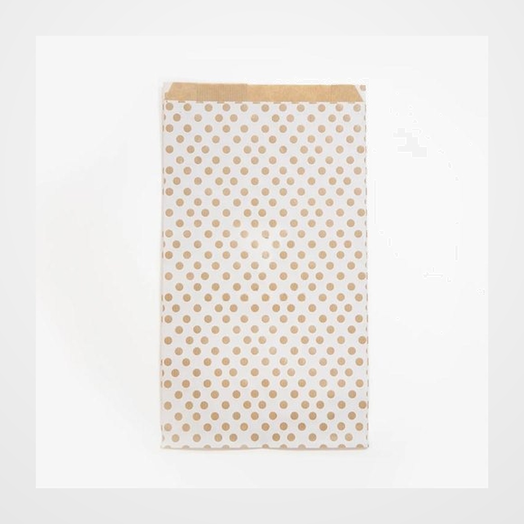 BOLSA de PAPEL CLAIREFONTAINE KRAFT DECORADO S/ASAS 24x35x6 cm LUNARES FONDO BLANCO PACK DE 50