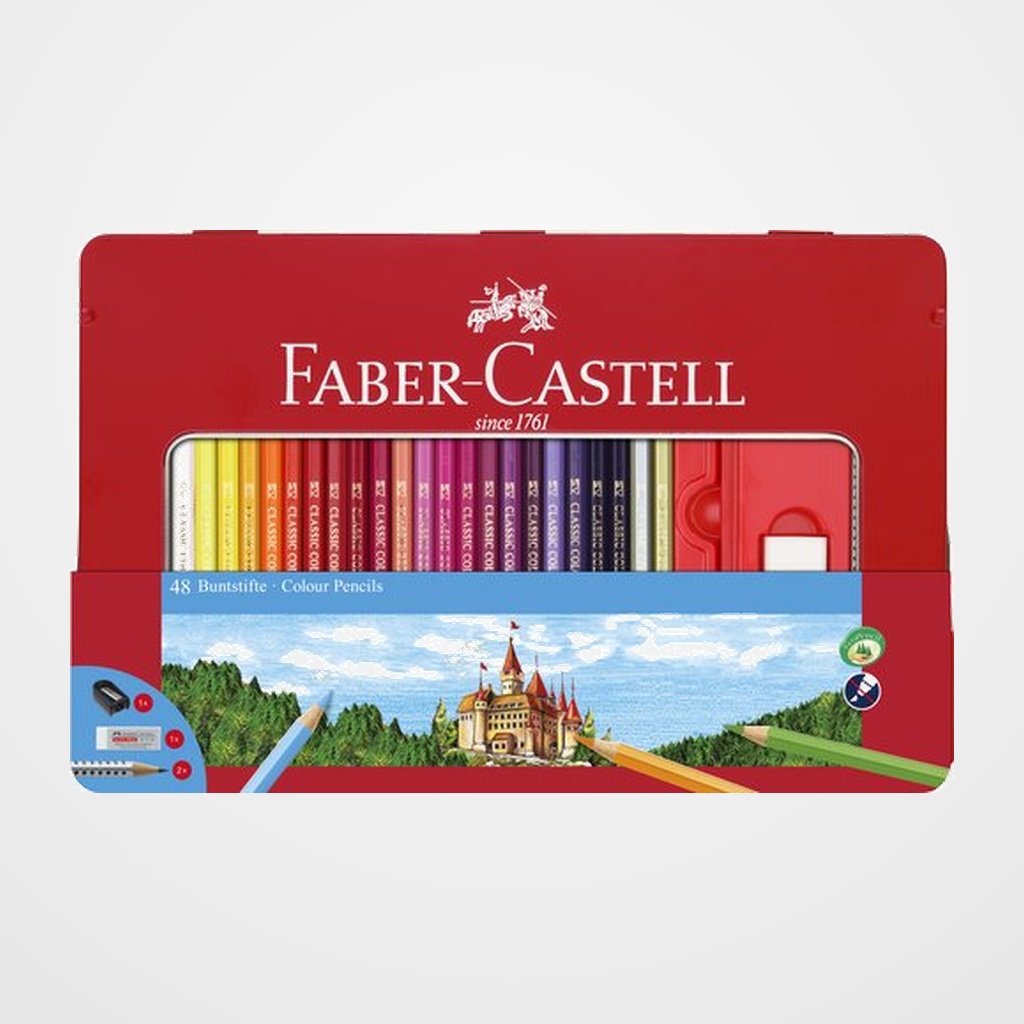 LAPICES de COLORES FABER-CASTELL  estuche de METAL de 48