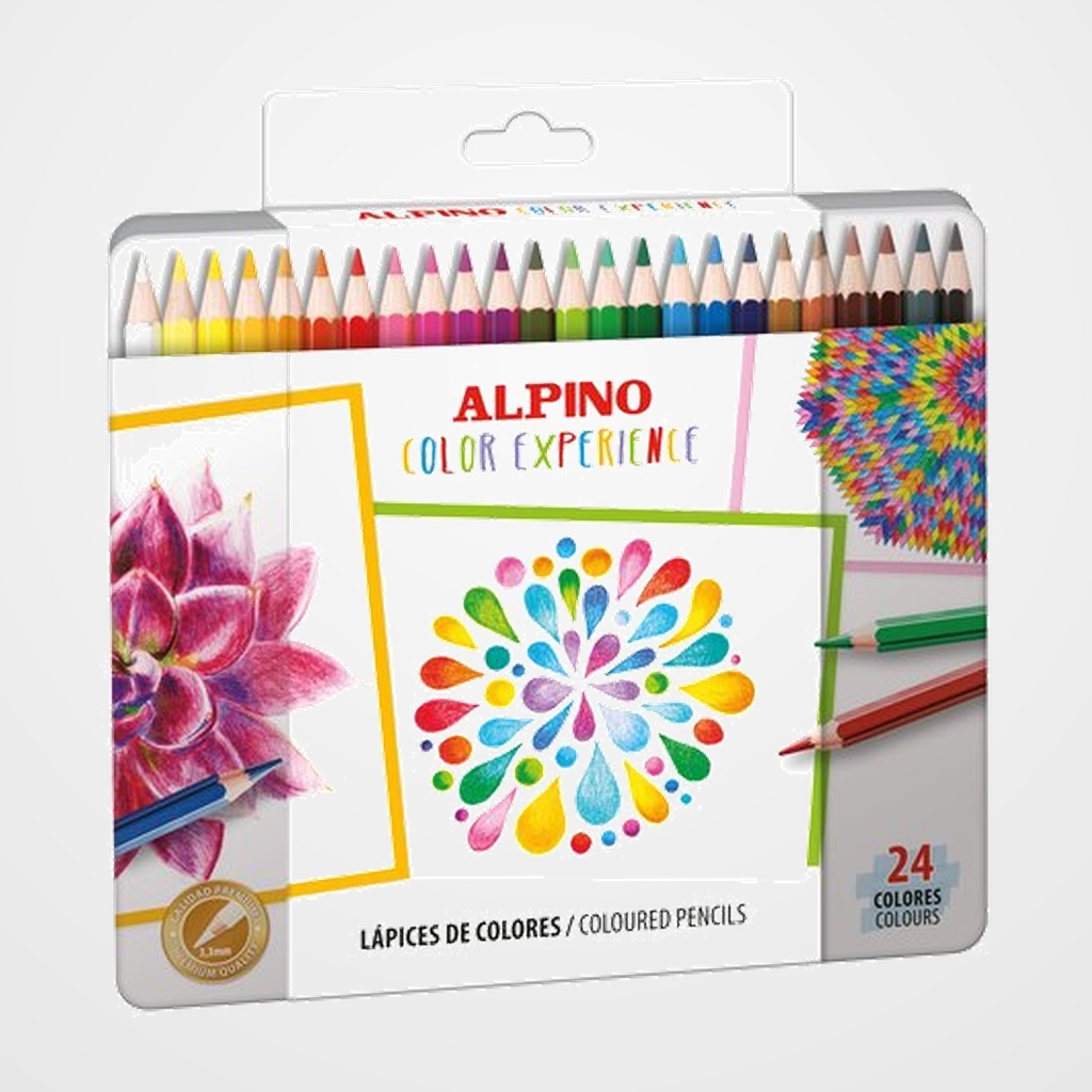LAPICES de COLORES ALPINO COLOR EXPERIENCE estuche de METAL de 24