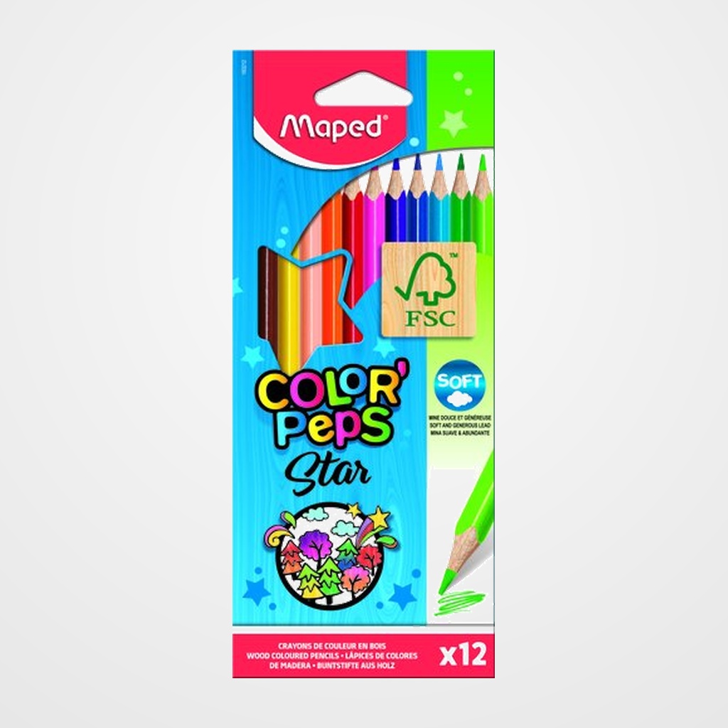 LAPICES de COLORES MAPED COLOR PEPS  estuche de 12