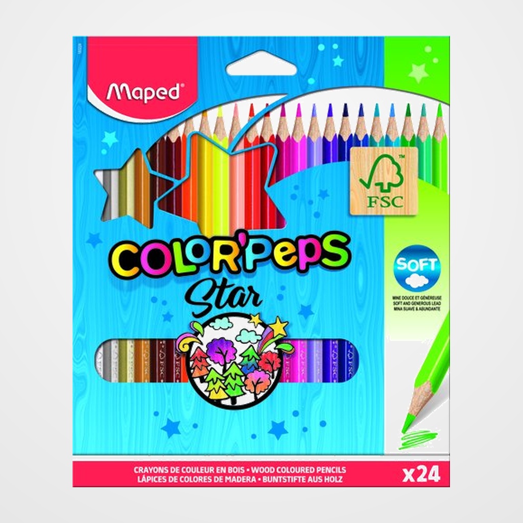 LAPICES de COLORES MAPED COLOR PEPS  estuche de 24