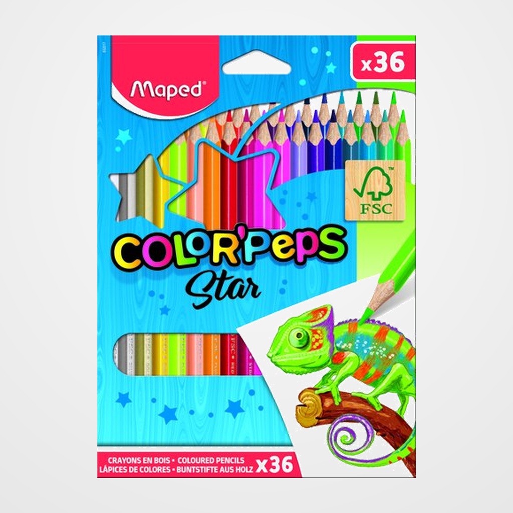 LAPICES de COLORES MAPED COLOR PEPS  estuche de 36