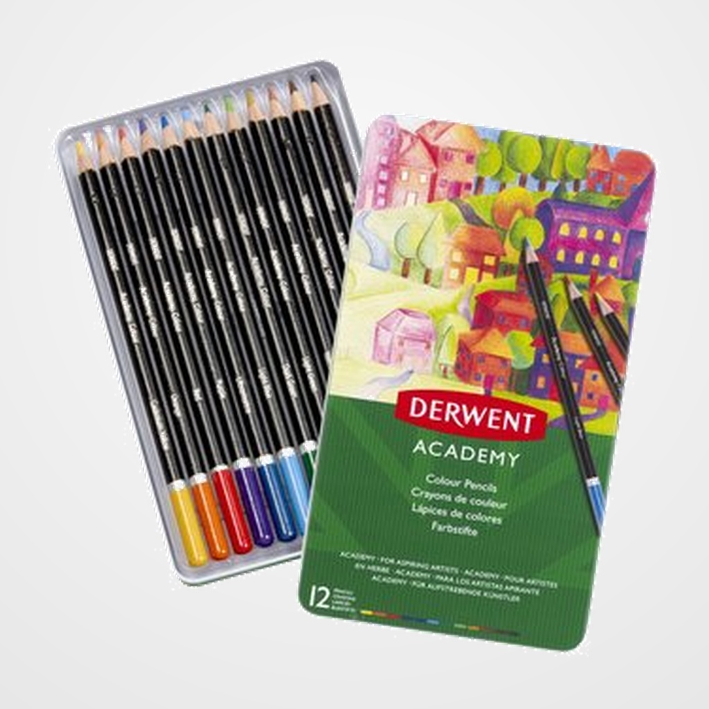 LAPICES DERWENT ACADEMY CAJA METALICA de 12 PIEZAS