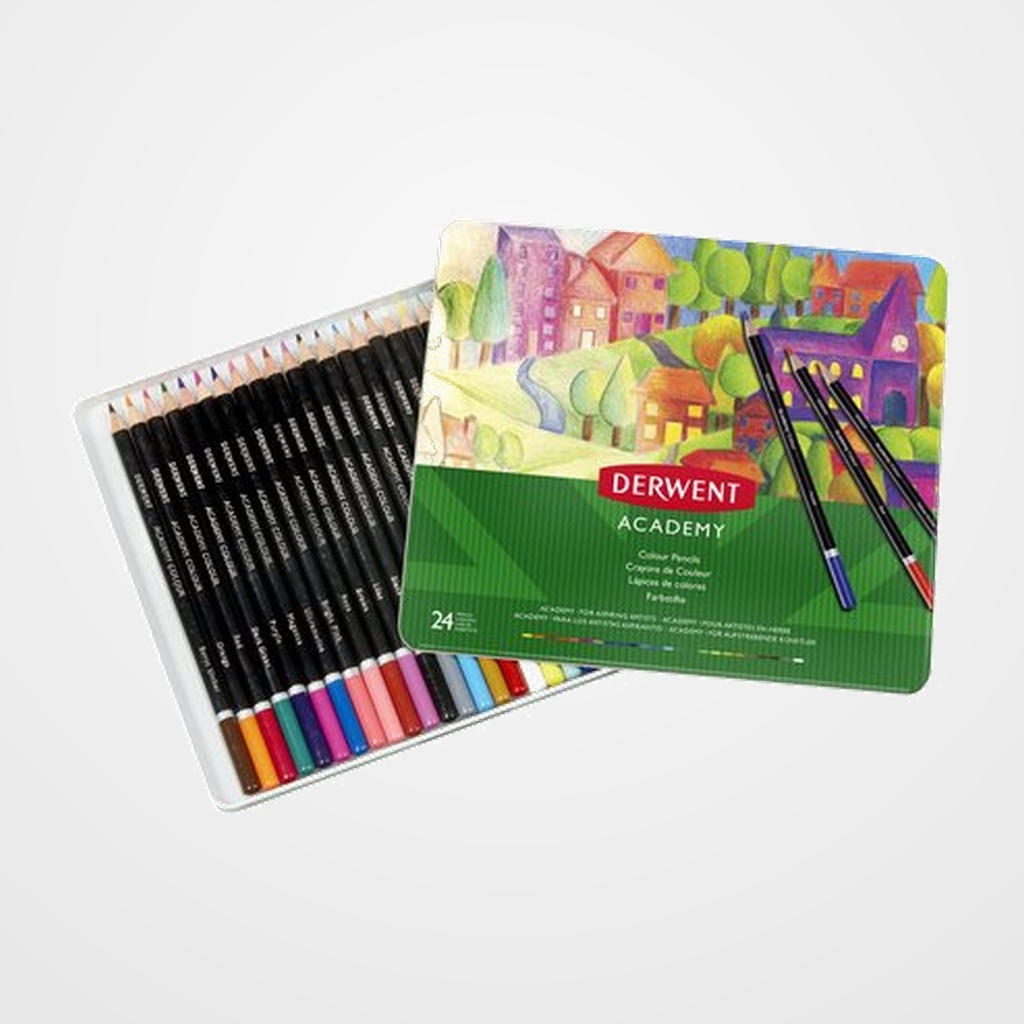 LAPICES DERWENT ACADEMY CAJA METALICA de 24 PIEZAS