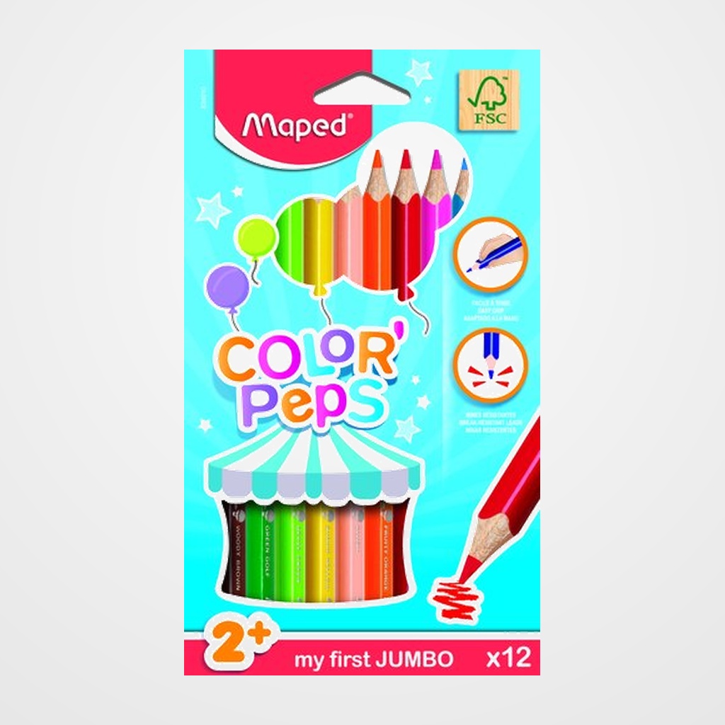 LAPICES de COLORES MAPED COLOR PEPS JUMBO estuche de 12