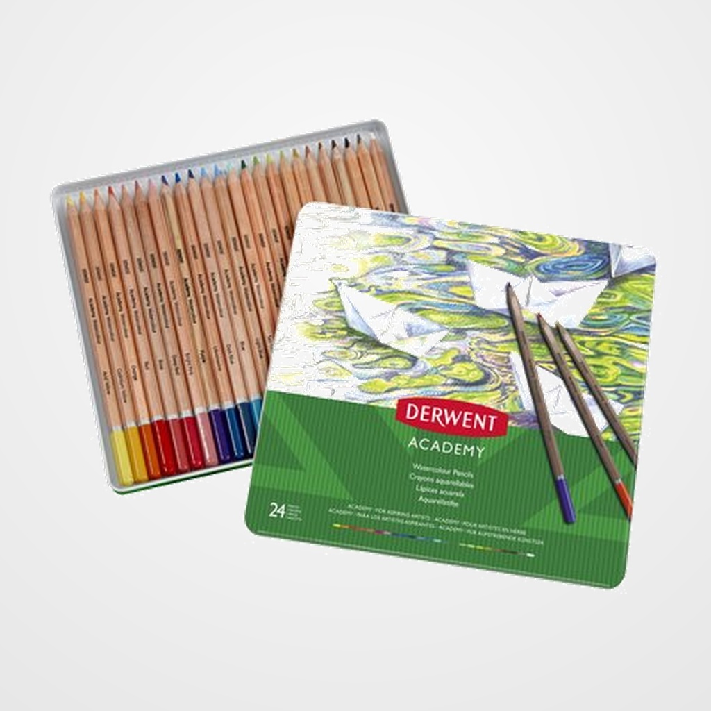 LAPICES DERWENT ACADEMY CAJA METALICA de 24 PIEZAS ACUARELABLES