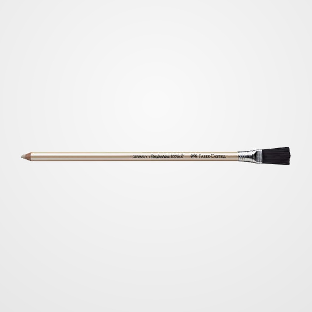 GOMA de BORRAR FABER-CASTELL PERFECTION 7058 B con FORMA de LAPIZ PUNTA BLANCA RIGIDA Y PINCEL (ud.)