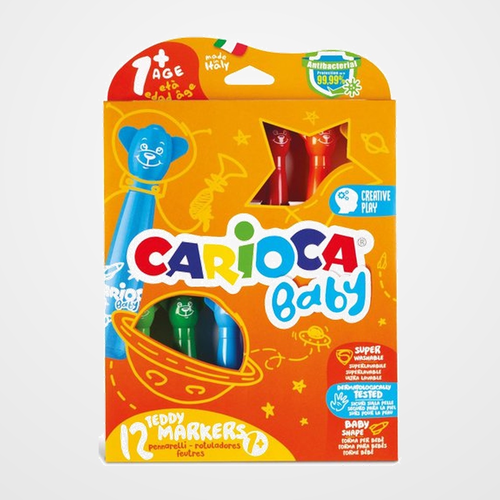 ROTULADOR CARIOCA BABY TEDDY MARKER ESTUCHE de 12