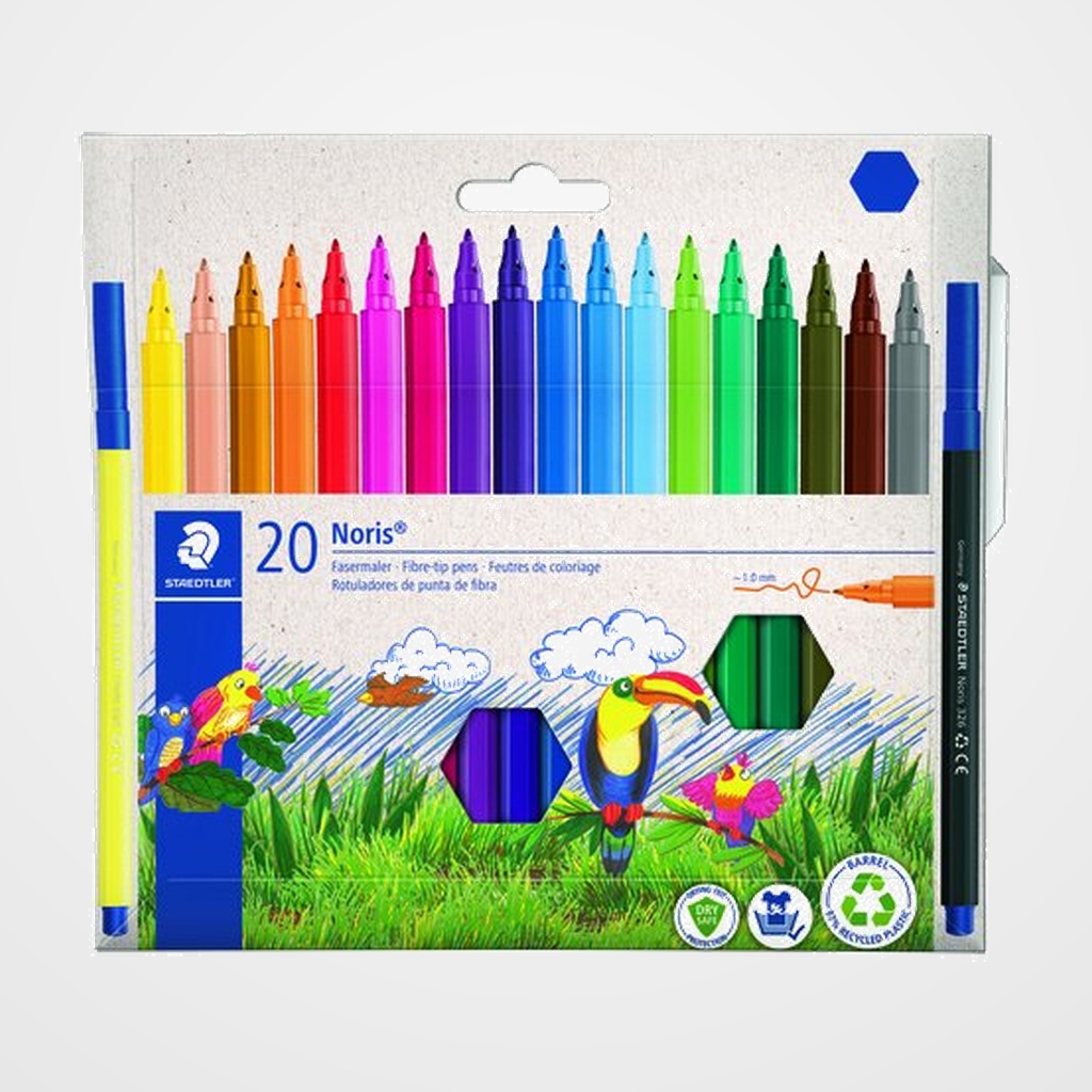 ROTULADOR FIBRA STAEDTLER  326 NORIS CLUB CAJA CARTON de 20