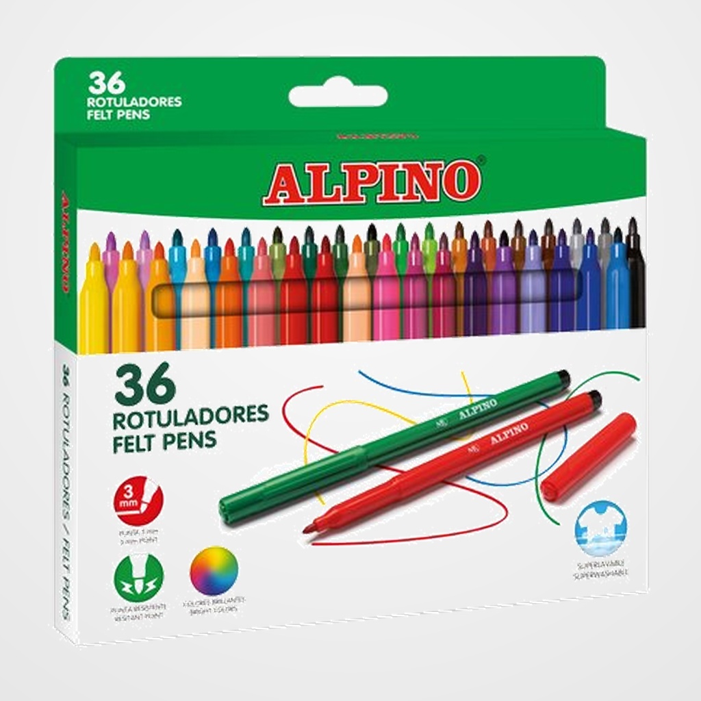 ROTULADOR FIBRA ALPINO STANDARD  ESTUCHE de 36