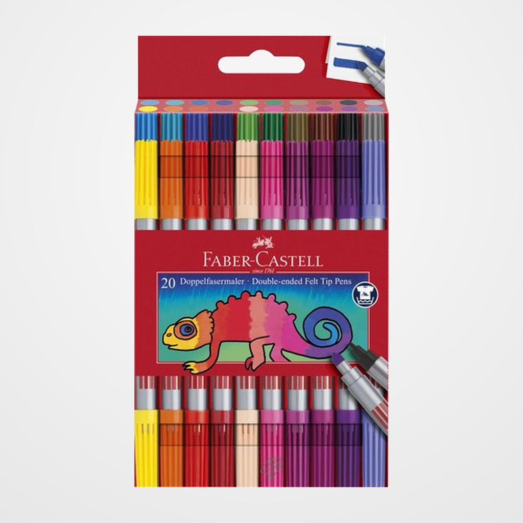 ROTULADOR FIBRA FABER-CASTELL DOBLE PUNTA CAJA de 20