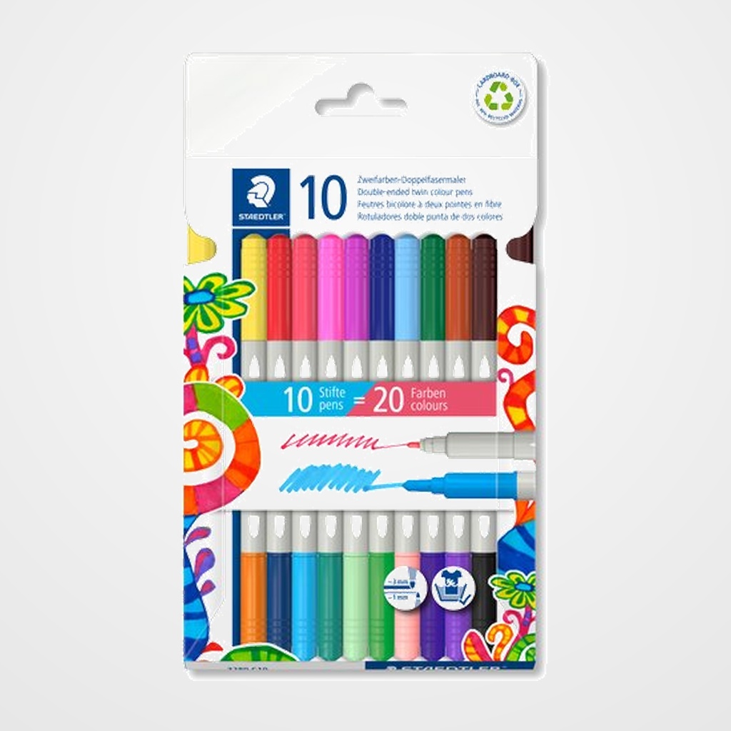 ROTULADOR FIBRA STAEDTLER  3280 DOBLE PUNTA NORIS CAJA CARTON de 10