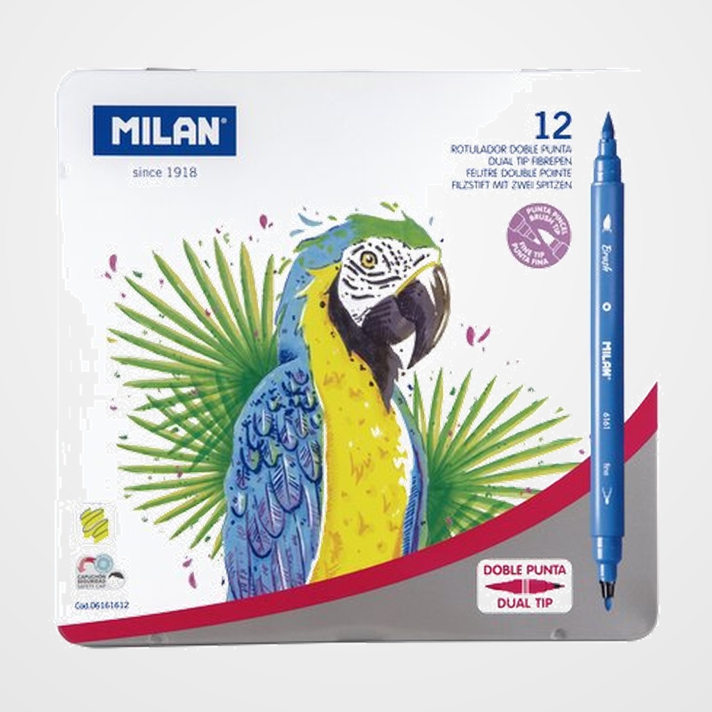 ROTULADOR MILAN DOBLE PUNTA FINA/PINCEL CAJA de 12