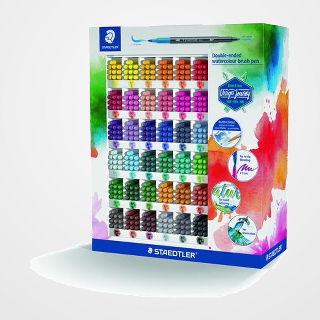 ROTULADOR FIBRA STAEDTLER 3001 DESIGN JOURNEY DOBLE PUNTA EXPOSITOR DE 360