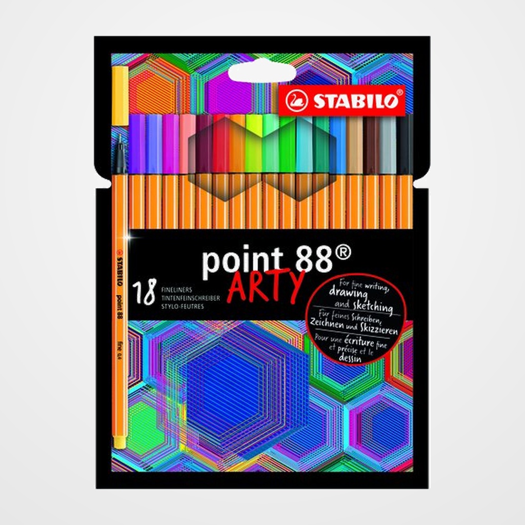 ROTULADOR FIBRA STABILO POINT 88 ARTY LINE ESTUCHE CARTON de 18