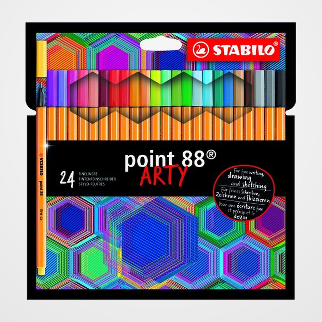 ROTULADOR FIBRA STABILO POINT 88 ARTY LINE ESTUCHE CARTON de 24