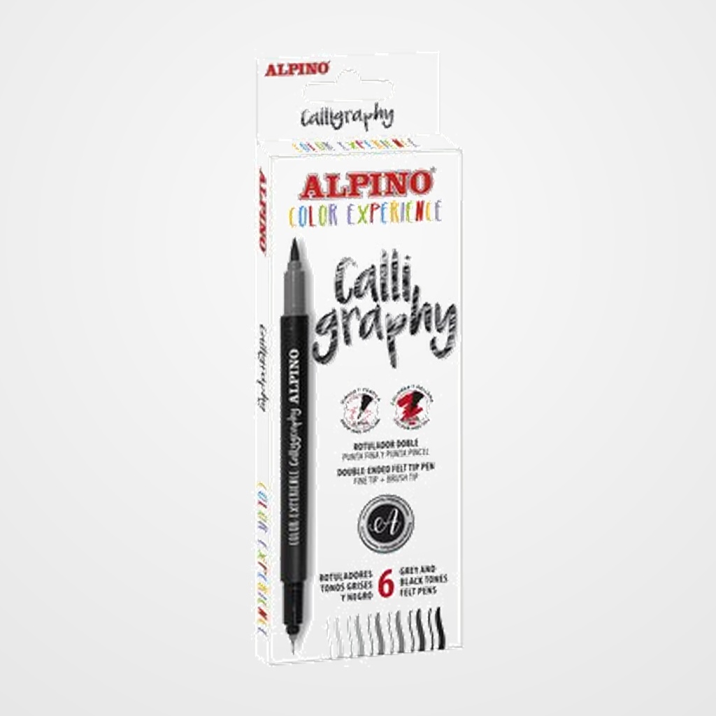 ROTULADOR FIBRA ALPINO COLOR EXPERIENCE CALLIGRAPHY DOBLE PUNTA (fina/pincel) ESTUCHE de 6