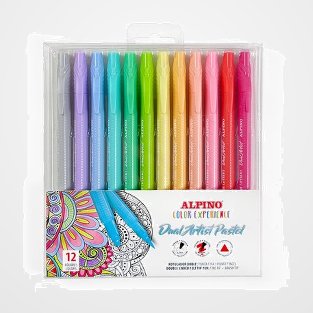ROTULADOR FIBRA ALPINO COLOR EXPERIENCE DUAL ARTIST PASTEL estuche de 12